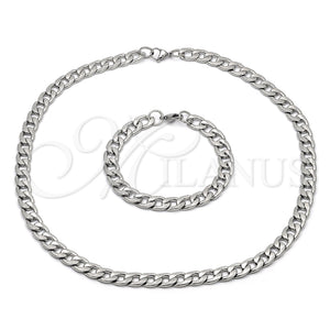 Stainless Steel Bracelet — Necklace and Bracelet Pave Cuban Design Diamond Cutting — main product view — SKU 153865 | Acero Inoxidable brazalete — Necklace and Bracelet Pave Cuban diseño Diamond Cutting — SKU 153865