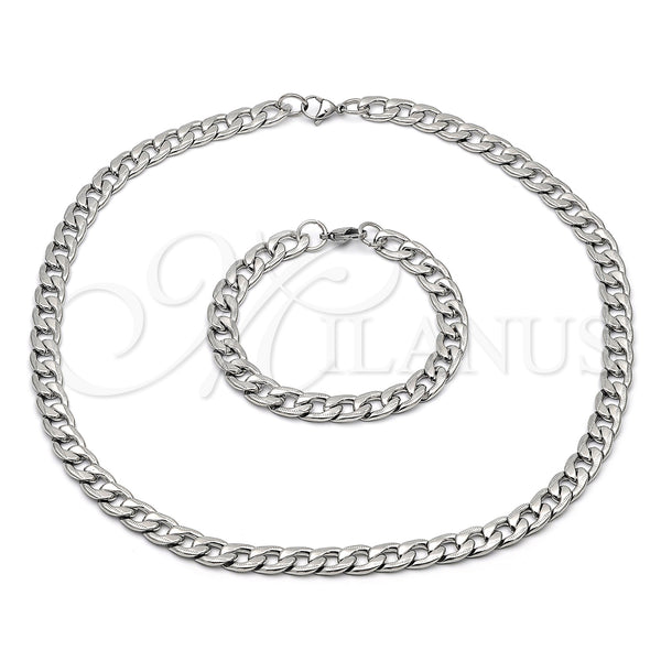 Stainless Steel Bracelet — Necklace and Bracelet Pave Cuban Design Diamond Cutting — main product view — SKU 153865 | Acero Inoxidable brazalete — Necklace and Bracelet Pave Cuban diseño Diamond Cutting — SKU 153865