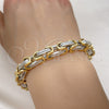 Stainless Steel Fancy Bracelet, Polished, Two Tone, 03.116.0030.09 (Thickness, 9 Inches Length)