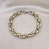Stainless Steel Fancy Bracelet, Polished, Two Tone, 03.116.0030.09 (Thickness, 9 Inches Length)