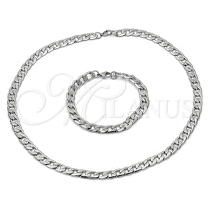 Stainless Steel Bracelet — Necklace and Bracelet Pave Cuban Design Diamond Cutting — main product view — SKU 153875 | Acero Inoxidable brazalete — Necklace and Bracelet Pave Cuban diseño Diamond Cutting — SKU 153875