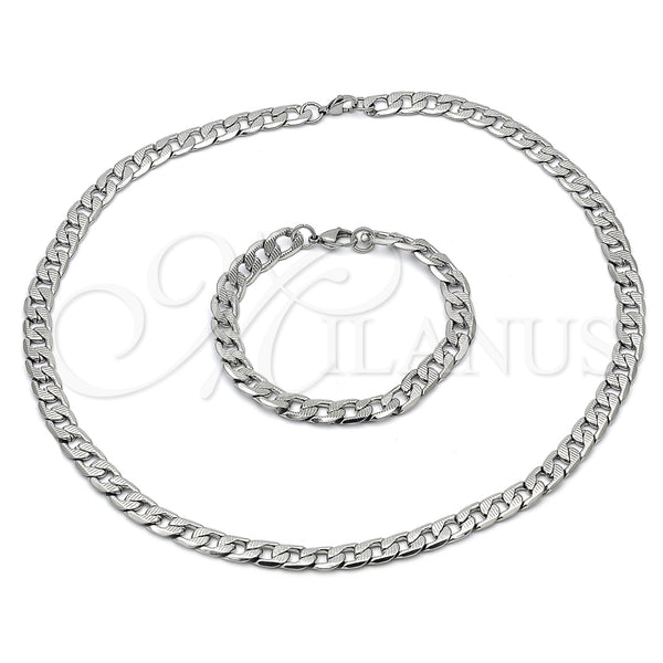 Stainless Steel Bracelet — Necklace and Bracelet Pave Cuban Design Diamond Cutting — main product view — SKU 153875 | Acero Inoxidable brazalete — Necklace and Bracelet Pave Cuban diseño Diamond Cutting — SKU 153875