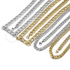 Stainless Steel Necklace and Bracelet, Pave Cuban Design, Diamond Cutting Finish, Golden Finish, 06.116.0027.1