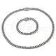 Stainless Steel Necklace and Bracelet, Miami Cuban and Box Lock Design, Polished, Steel Finish, 06.116.0037