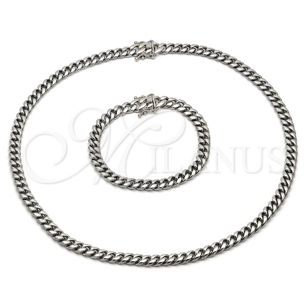 Stainless Steel Bracelet — Necklace and Bracelet Miami Cuban Design Polished 06. — main product view — SKU 153901 | Acero Inoxidable brazalete — Necklace and Bracelet Miami Cuban diseño pulido 06. — SKU 153901