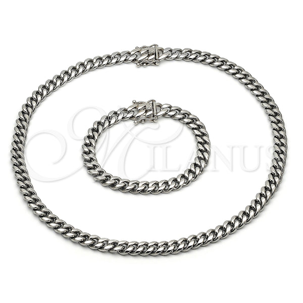 Stainless Steel Bracelet — Necklace and Bracelet Miami Cuban Design Polished 06. — main product view — SKU 153903 | Acero Inoxidable brazalete — Necklace and Bracelet Miami Cuban diseño pulido 06. — SKU 153903