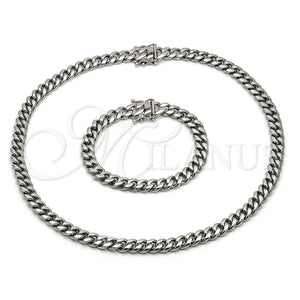 Stainless Steel Bracelet — Necklace and Bracelet Miami Cuban Design Polished 06. — main product view — SKU 153903 | Acero Inoxidable brazalete — Necklace and Bracelet Miami Cuban diseño pulido 06. — SKU 153903
