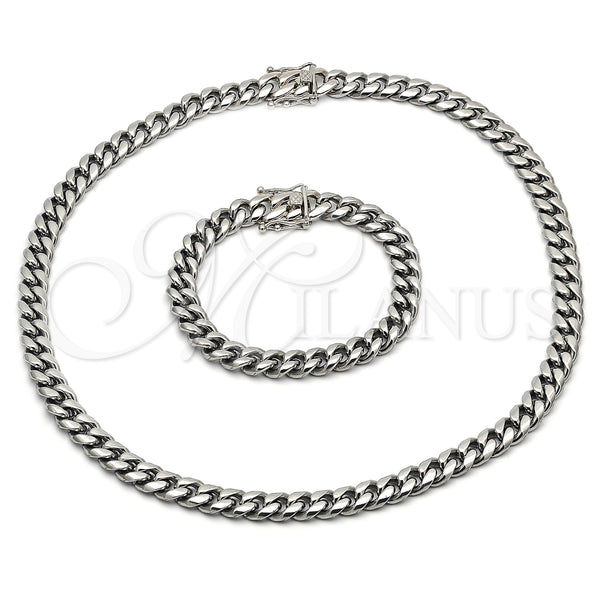 Stainless Steel Bracelet — Necklace and Bracelet Miami Cuban Design Polished 06. — main product view — SKU 153905 | Acero Inoxidable brazalete — Necklace and Bracelet Miami Cuban diseño pulido 06. — SKU 153905