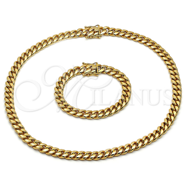 Stainless Steel Bracelet — Necklace and Bracelet Miami Cuban Design Polished 06. — main product view — SKU 153906 | Acero Inoxidable brazalete — Necklace and Bracelet Miami Cuban diseño pulido 06. — SKU 153906
