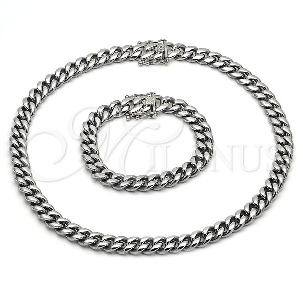 Stainless Steel Bracelet — Necklace and Bracelet Miami Cuban Design Polished 06. — main product view — SKU 153907 | Acero Inoxidable brazalete — Necklace and Bracelet Miami Cuban diseño pulido 06. — SKU 153907