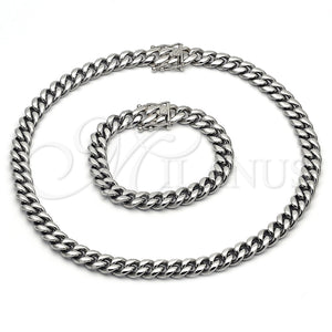 Stainless Steel Bracelet — Necklace and Bracelet Miami Cuban Design Polished 06. — main product view — SKU 153907 | Acero Inoxidable brazalete — Necklace and Bracelet Miami Cuban diseño pulido 06. — SKU 153907
