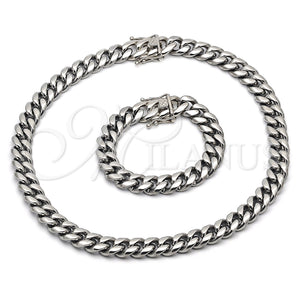 Stainless Steel Bracelet — Necklace and Bracelet Miami Cuban Design Polished 06. — main product view — SKU 153909 | Acero Inoxidable brazalete — Necklace and Bracelet Miami Cuban diseño pulido 06. — SKU 153909
