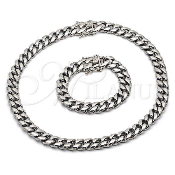 Stainless Steel Bracelet — Necklace and Bracelet Miami Cuban Design Polished 06. — main product view — SKU 153909 | Acero Inoxidable brazalete — Necklace and Bracelet Miami Cuban diseño pulido 06. — SKU 153909