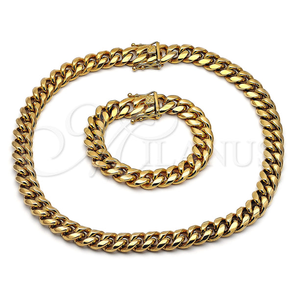 Stainless Steel Bracelet — Necklace and Bracelet Miami Cuban Design Polished 06. — main product view — SKU 153910 | Acero Inoxidable brazalete — Necklace and Bracelet Miami Cuban diseño pulido 06. — SKU 153910