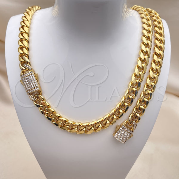 Stainless Steel Bracelet — Necklace and Bracelet Miami Cuban Design with White — alternate product view — SKU 153921 | Acero Inoxidable brazalete — Necklace and Bracelet Miami Cuban diseño with blanco — SKU 153921
