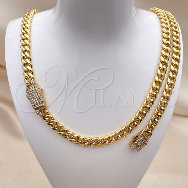 Stainless Steel Bracelet — Necklace and Bracelet Miami Cuban Design with White — alternate product view — SKU 153925 | Acero Inoxidable brazalete — Necklace and Bracelet Miami Cuban diseño with blanco — SKU 153925