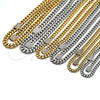 Stainless Steel Necklace and Bracelet, Miami Cuban Design, with White Crystal, Polished, Golden Finish, 06.116.0048