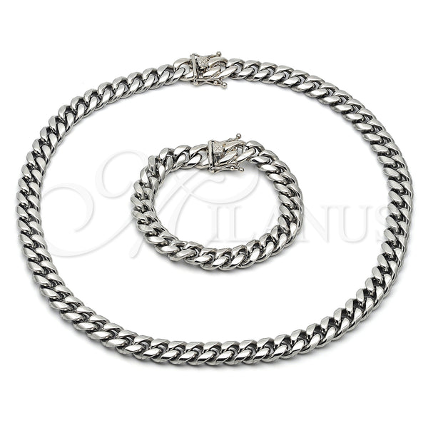 Stainless Steel Bracelet — Necklace and Bracelet Miami Cuban Design Polished 06. — main product view — SKU 153926 | Acero Inoxidable brazalete — Necklace and Bracelet Miami Cuban diseño pulido 06. — SKU 153926