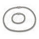 Stainless Steel Necklace and Bracelet, Miami Cuban and Box Lock Design, with White Crystal, Polished, Steel Finish, 06.116.0047.1