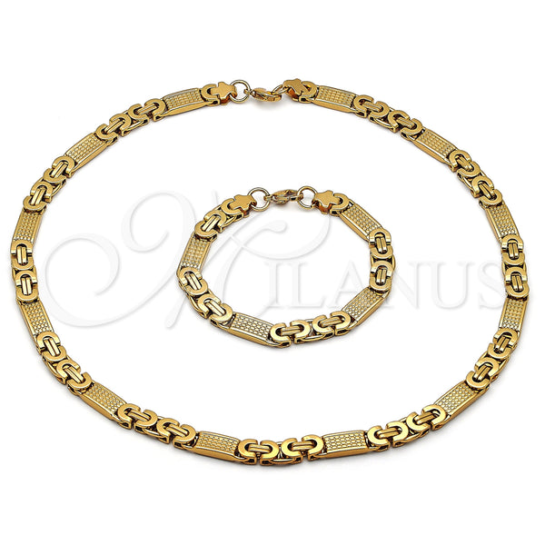Stainless Steel Necklace and Bracelet, Polished, Golden Finish, 06.116.0049.2