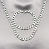 Stainless Steel Necklace and Bracelet, Curb Design, Polished, Steel Finish, 06.116.0051