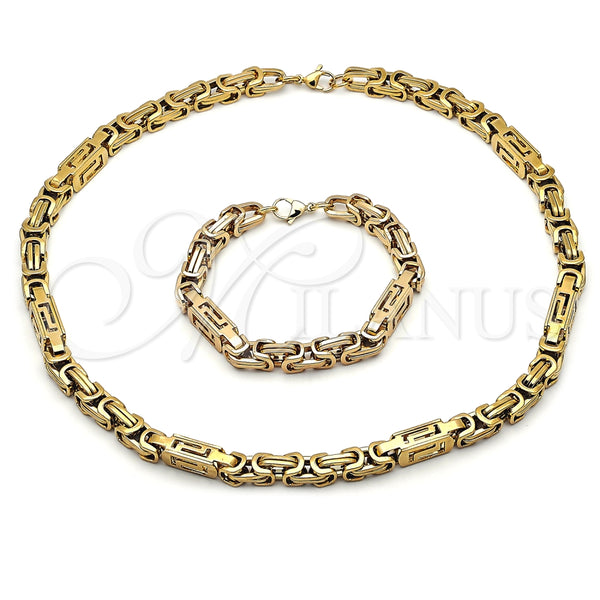 Stainless Steel Bracelet — Necklace and Bracelet Greek Key Design Polished 06. — main product view — SKU 153946 | Acero Inoxidable brazalete — Necklace and Bracelet Greek Key diseño pulido 06. — SKU 153946