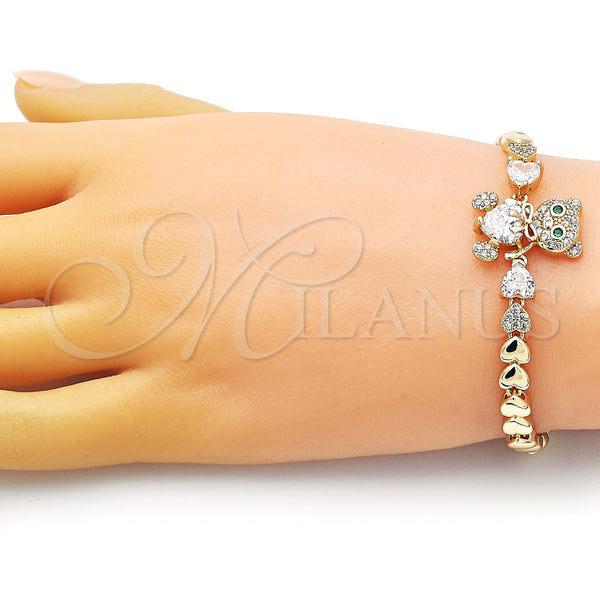 Gold Filled Bracelet — Fancy Bracelet Teddy Bear and Bow Design with — alternate product view — SKU 153965 | Oro Laminado brazalete — elegante Bracelet Teddy Bear and Bow diseño with — SKU 153965