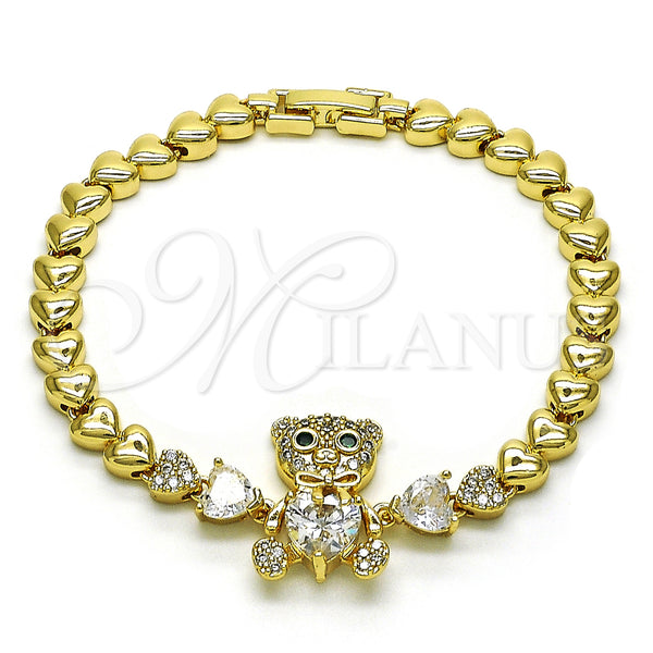 Gold Filled Bracelet — Fancy Bracelet Teddy Bear and Bow Design with — main product view — SKU 153965 | Oro Laminado brazalete — elegante Bracelet Teddy Bear and Bow diseño with — SKU 153965