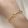 Oro Laminado Fancy Bracelet, Gold Filled Style with White Micro Pave, Polished, Golden Finish, 03.213.0231.08 (10 MM Thickness, 8 Inches Length)