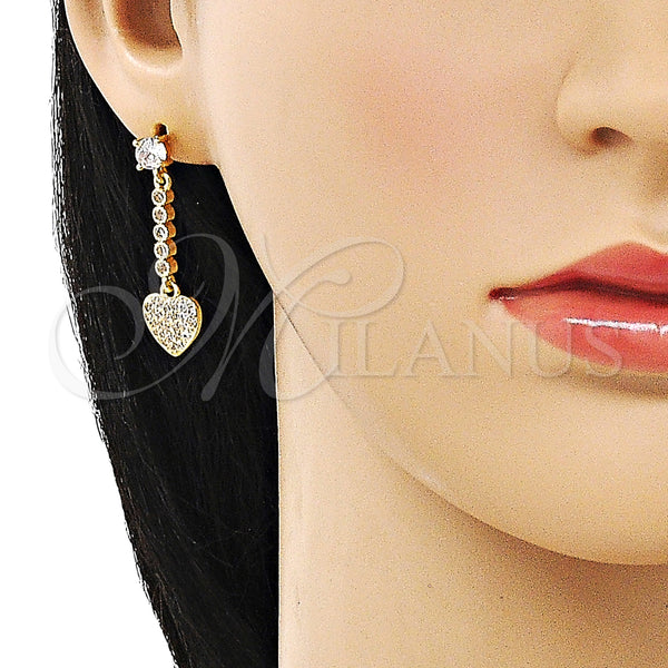 Gold Filled Ring — Long Earring Heart Design with White Cubic Zirconia — alternate product view — SKU 153974 | Oro Laminado anillo — Long Earring corazón diseño with blanco Cubic Zirconia — SKU 153974