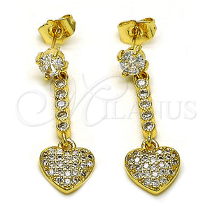 Gold Filled Ring — Long Earring Heart Design with White Cubic Zirconia — main product view — SKU 153974 | Oro Laminado anillo — Long Earring corazón diseño with blanco Cubic Zirconia — SKU 153974