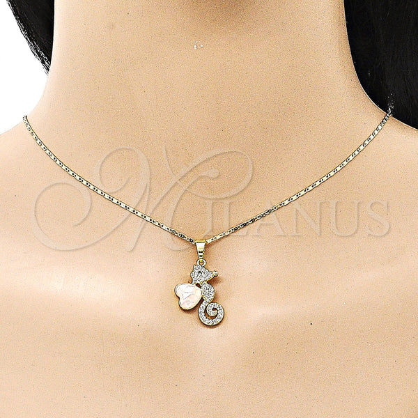 Gold Filled Necklace — Pendant Necklace Heart Design with Rose Mother of — alternate product view — SKU 153987 | Oro Laminado collar — Pendant Necklace corazón diseño with Rose Mother of — SKU 153987