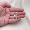 Oro Laminado Pendant Necklace, Gold Filled Style Heart Design, with Rose Mother of Pearl and White Micro Pave, Polished, Golden Finish, 04.267.0002.18 (01 MM Thickness, 18 Inches Length)