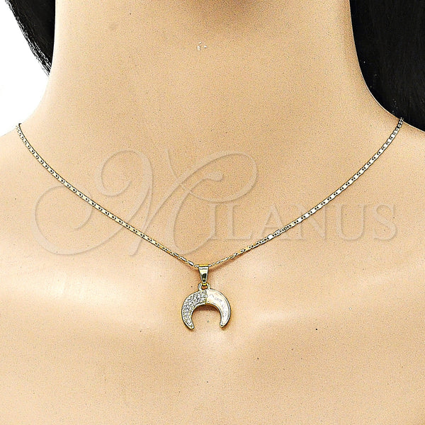 Gold Filled Necklace — Pendant Necklace Moon Design with Rose Mother of — alternate product view — SKU 153988 | Oro Laminado collar — Pendant Necklace Moon diseño with Rose Mother of — SKU 153988