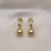 Oro Laminado Dangle Earring, Gold Filled Style Ball Design, Polished, Golden Finish, 02.195.0211