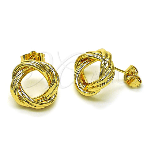 Oro Laminado Stud Earring, Gold Filled Style Love Knot Design, Polished, Golden Finish, 02.163.0217