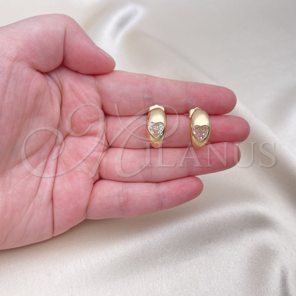 Gold Filled Ring — Stud Earring Moon and Heart Design with White — alternate product view — SKU 154009 | Oro Laminado anillo — Stud Earring Moon and corazón diseño with blanco — SKU 154009
