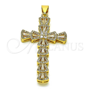 Gold Filled Pendant — Religious Pendant Cross Design with White Cubic Zirconia — main product view — SKU 154017 | Oro Laminado dije — Religious Pendant cruz diseño with blanco Cubic Zirconia — SKU 154017