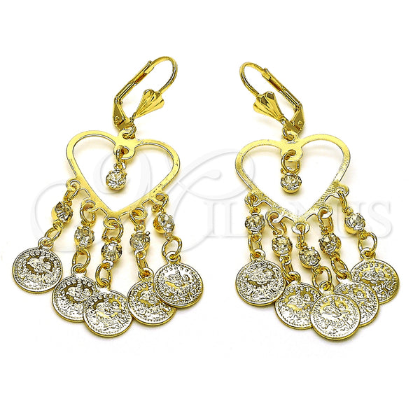 Gold Filled Ring — Long Earring Heart Design with White Crystal Polished — main product view — SKU 154021 | Oro Laminado anillo — Long Earring corazón diseño with cristal blanco pulido — SKU 154021