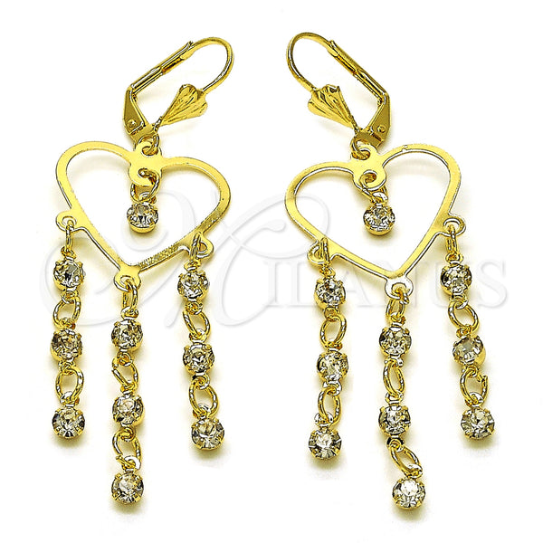 Gold Filled Ring — Long Earring Heart Design with White Crystal Polished — main product view — SKU 154022 | Oro Laminado anillo — Long Earring corazón diseño with cristal blanco pulido — SKU 154022