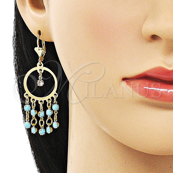 Gold Filled Ring — Long Earring with Turquoise and White Crystal Polished — alternate product view — SKU 154023 | Oro Laminado anillo — Long Earring with Turquoise and cristal blanco pulido — SKU 154023