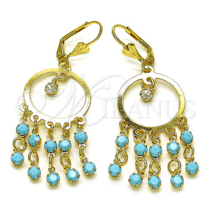 Gold Filled Ring — Long Earring with Turquoise and White Crystal Polished — main product view — SKU 154023 | Oro Laminado anillo — Long Earring with Turquoise and cristal blanco pulido — SKU 154023