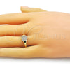 Oro Laminado Multi Stone Ring, Gold Filled Style with White Micro Pave, Polished, Golden Finish, 01.196.0011 (One size fits all)