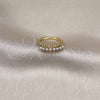 Oro Laminado Multi Stone Ring, Gold Filled Style with Ivory Pearl and White Micro Pave, Polished, Golden Finish, 01.196.0019