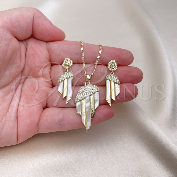 Gold Filled Ring — Earring and Pendant Adult Set with Ivory Mother — alternate product view — SKU 154118 | Oro Laminado anillo — Earring and Pendant Adult Set with Ivory Mother — SKU 154118