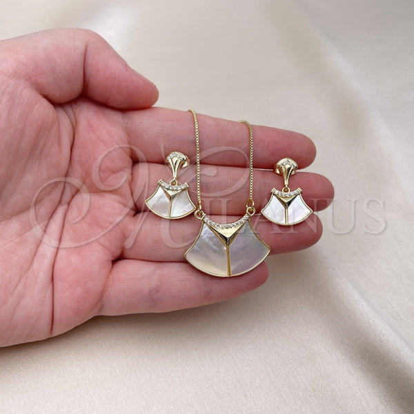 Gold Filled Ring — Earring and Pendant Adult Set with Ivory Mother — alternate product view — SKU 154119 | Oro Laminado anillo — Earring and Pendant Adult Set with Ivory Mother — SKU 154119