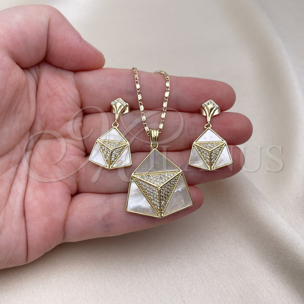 Gold Filled Ring — Earring and Pendant Adult Set with Ivory Mother — alternate product view — SKU 154120 | Oro Laminado anillo — Earring and Pendant Adult Set with Ivory Mother — SKU 154120