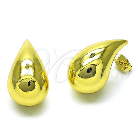 Oro Laminado Stud Earring, Gold Filled Style Teardrop Design, Polished, Golden Finish, 02.341.0161