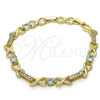 Oro Laminado Fancy Bracelet, Gold Filled Style Infinite Design, with White Cubic Zirconia, Polished, Golden Finish, 03.196.0010.08