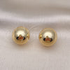 Oro Laminado Leverback Earring, Gold Filled Style Ball and Hollow Design, Polished, Golden Finish, 02.163.0221